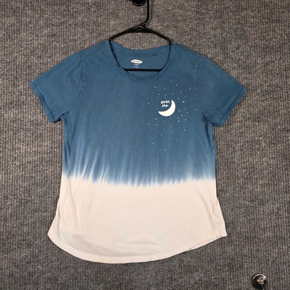 Old Navy Blue Ombre Moon Stars Graphic Tee‎ Medium Casual Top